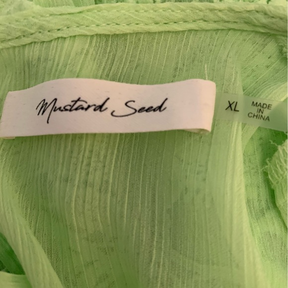 Mustard Seed Bright Green Sheer Lace Trim Top Size XL SALE - Picture 7 of 11
